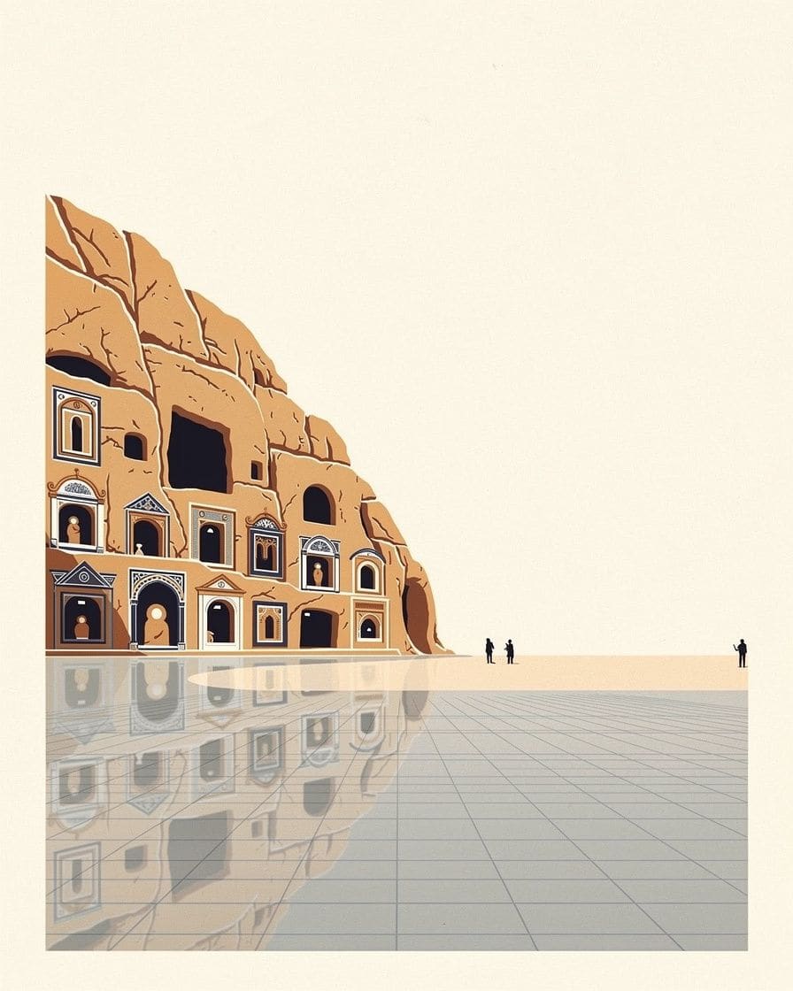 Rock-cut tombs in the Roman necropolis of Carmona, in the province of Seville, under the morning sun